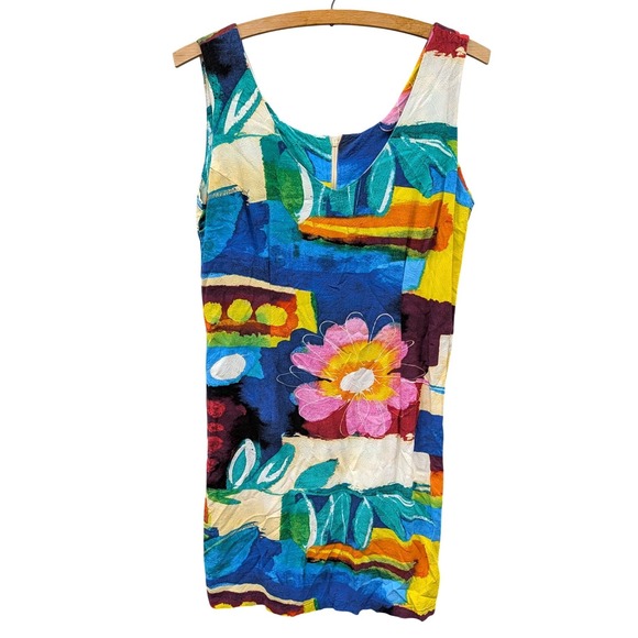 Jams World Dresses & Skirts - Jams World Womens Multicolor Floral Abstract Crinkle Rayon Shift Dress‎ Size M